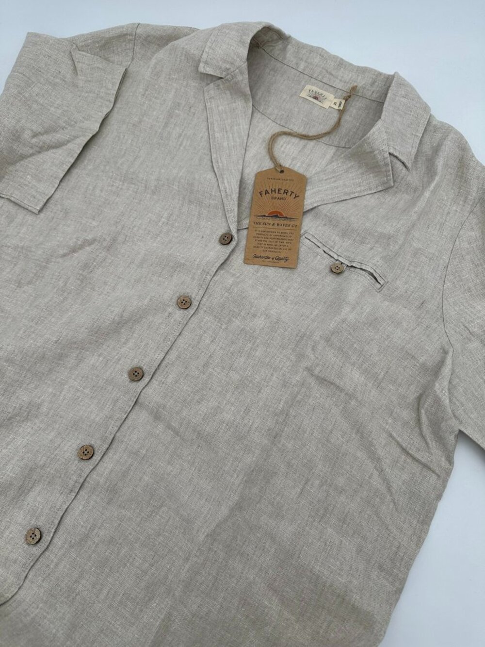 Faherty Women's Lightweight 100% Linen Paradise Point Shirtdress Size XL Flax